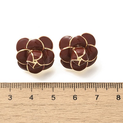 Brass Flower Stud Earrings LS-EJEW-A121-20G-1