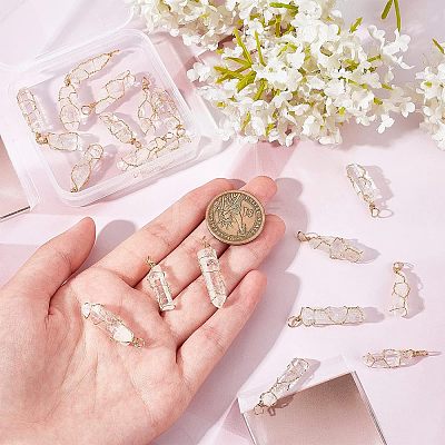 20pcs Natural Quartz Crystal Pointed Pendants FIND-FG0001-58-1