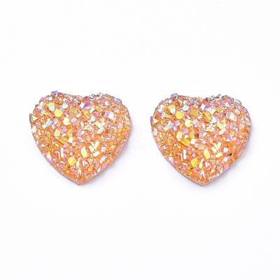 Shining Druzy Resin Cabochons RESI-WH0008-30M-1