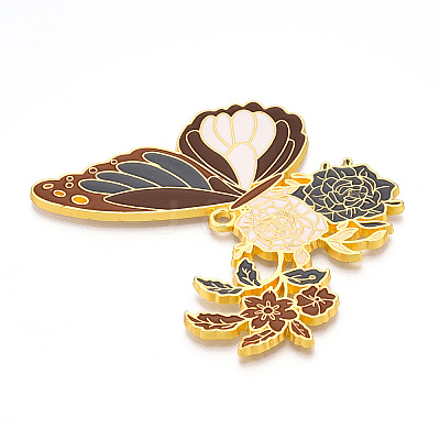 Rack Plating Alloy Enamel Big Pendants ENAM-N056-399B-G-1
