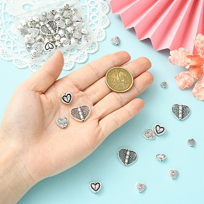 60Pcs 15 Styles Tibetan Style Alloy Beads FIND-YW0010-09-1