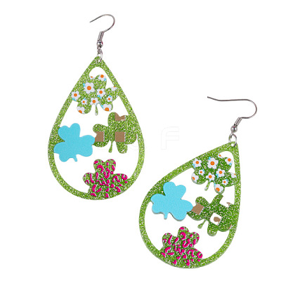 Saint Patrick's Day Acrylic Glitter Powder Dangle Earrings FS-WGA25D9-07-1