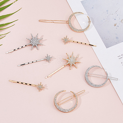 12Pcs 6 Styles Iron Rhinestone Hair Clips PHAR-HS0001-02-1