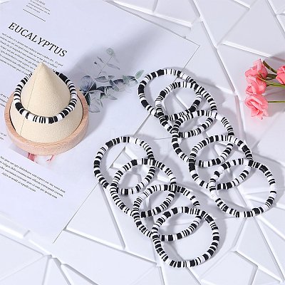 10Pcs 10 Style Polymer Clay Heishi Surfer Stretch Bracelets Set BJEW-SW00116-1