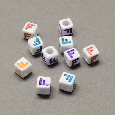 Large Hole Colorful Acrylic Letter European Beads SACR-Q104-02F-1
