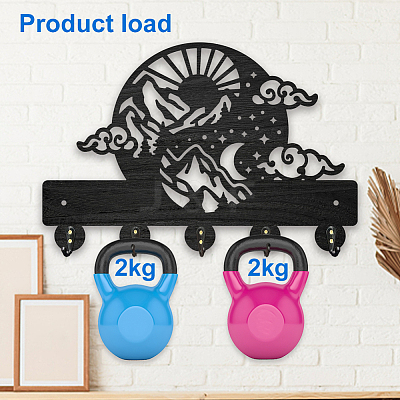 Wood & Iron Wall Mounted Hangers HJEW-WH0055-223-1