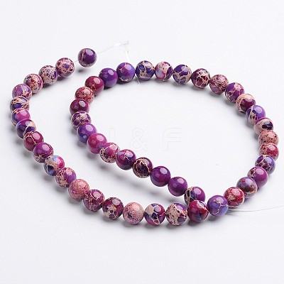 Dyed Natural Imperial Jasper Round Bead Strands G-M274-03-4mm-1