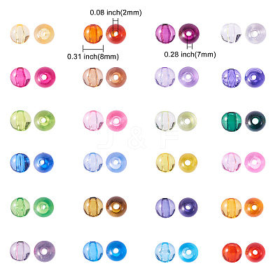 720Pcs 24 Colors Transparent Acrylic Beads MACR-CJ0001-17-1