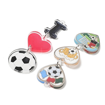 Football Printed Acrylic Big Pendants AC-CBAC468-01P-1