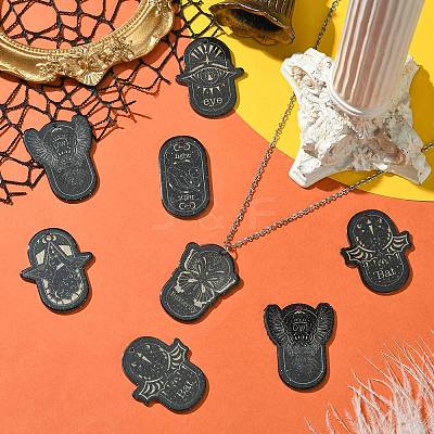12Pcs 6 Styles Opaque Dark Theme Acrylic Pendants OACR-CJ0002-09-1