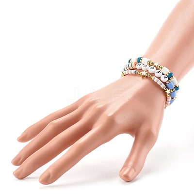 Handmade Polymer Clay Beads Stretch Bracelets Sets BJEW-JB06353-02-1