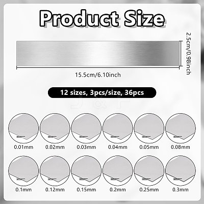 36Pcs 12 Styles 304 Stainless Steel Blank Sheets STAS-OC0001-37-1