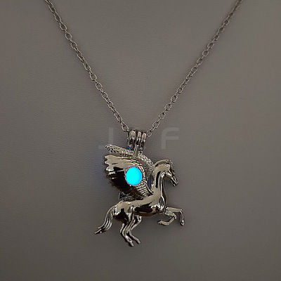 Alloy with Luminous Resin Bead Inside Pendant Necklaces for Women Men FS-WG4D5C2-24-1