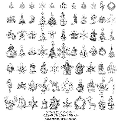 74Pcs 73 Style Tibetan Style Alloy Pendants FIND-YW0003-37-1