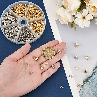 6 Styles Brass Rhinestone Rivets KK-WR0001-28-1