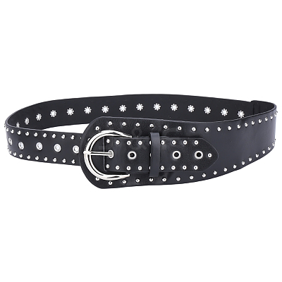 Imitation Leather with Alloy Rivets Chain Belts AJEW-WH20006-449A-1