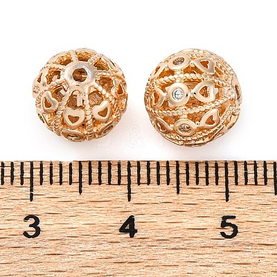 Brass Micro Pave Clear Cubic Zirconia Spacer Beads KK-Z089-09KCG-02-1