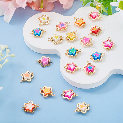 20Pcs Polymer Clay Flower & CCB Frame Links Connector Charms CLAY-TADJ0001-08G-1