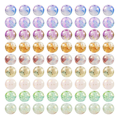 180Pcs 9 Colors Baking Paint Crackle Glass Beads DGLA-TA0001-06-1