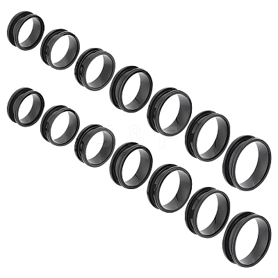 14pcs 7 size Unisex Stainless Steel Grooved Finger Ring Sets RJEW-UN0002-65EB-1