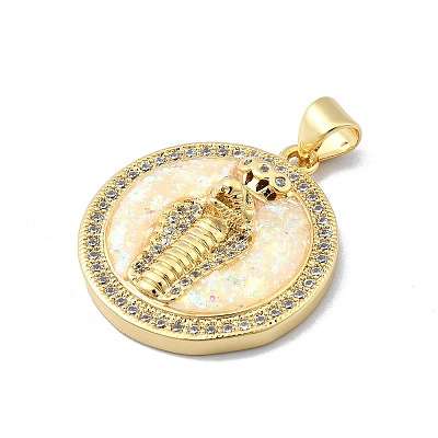 Brass Micro Pave Clear Cubic Zirconia Pendants KK-A221-28A-G-1