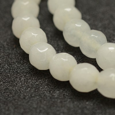 Faceted Natural White Jade Beads Strands X-G-F448-6mm-1