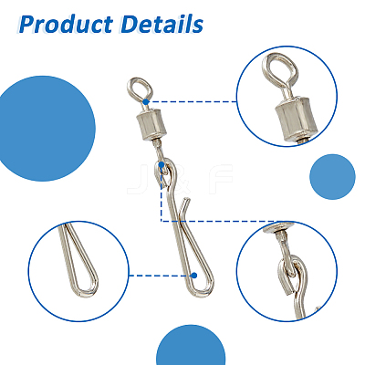 100Pcs Brass with Stainless Steel Fishing Fishhook Connector Clasp FIND-FH0010-48P-1
