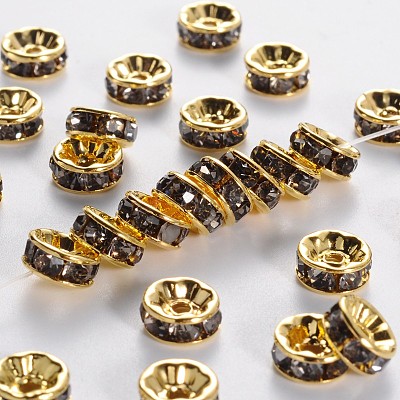 Brass Grade A Rhinestone Spacer Beads RSB037NF-03G-1