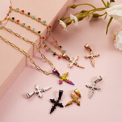 10Pcs 5 Colors 304 Stainless Steel Pendants STAS-SZ0001-45-1