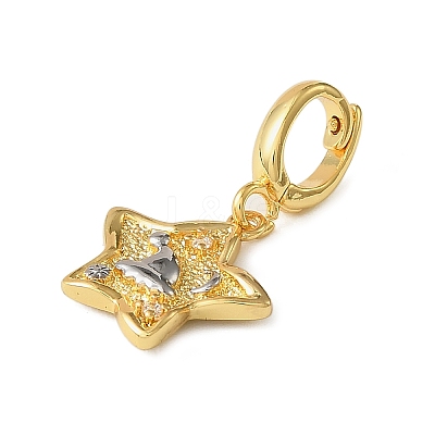 Christmas Brass Rhinestone Star Pendant Decorations KK-H498-01G-02-1