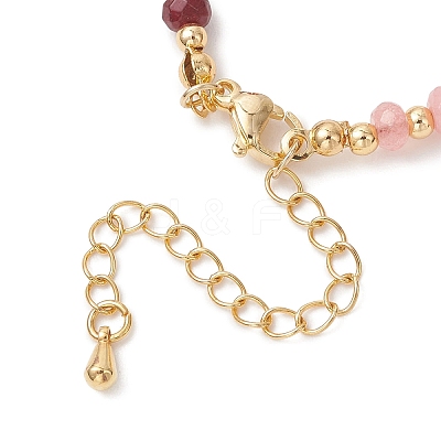 Brass & Dyed Natural Malaysia Jade Rondelle Beaded Bracelets for Women BJEW-JB13323-01-1