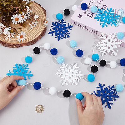 Non-woven Fabric with Felt Pompom Ball Hanging Streamer DIY-PH0036-21-1
