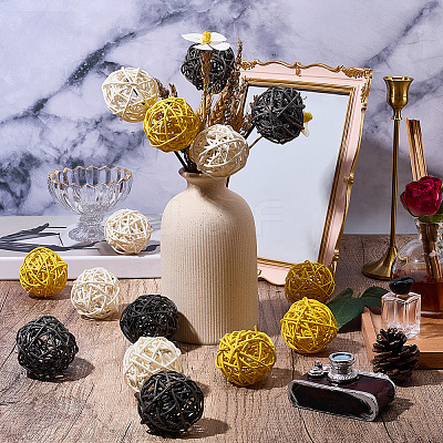 15Pcs 3 Colors Wicker Rattan Balls AJEW-SC0004-25B-1