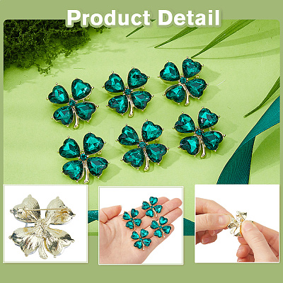 6Pcs Clover Alloy Cat Eye Lapel Pin Backs for Backpack Clothes JEWB-DC0006-43-1