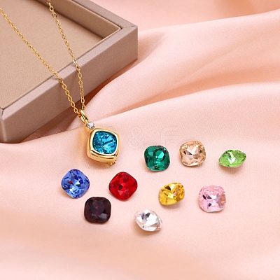Golden 304 Stainless Steel Rhombus Pendant Necklace NJEW-C015-01G-1