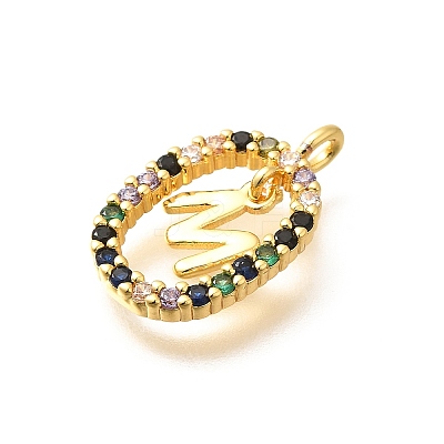 Brass Micro Pave Cubic Zirconia Pendants ZIRC-P123-01G-M02-1