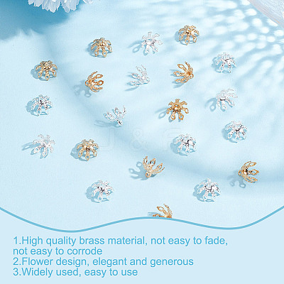 200Pcs 2 Colors Brass Bead Caps FIND-GO0003-29-1