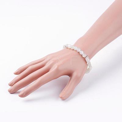 Natural White Moonstone Beads Stretch Bracelets BJEW-JB03374-03-1