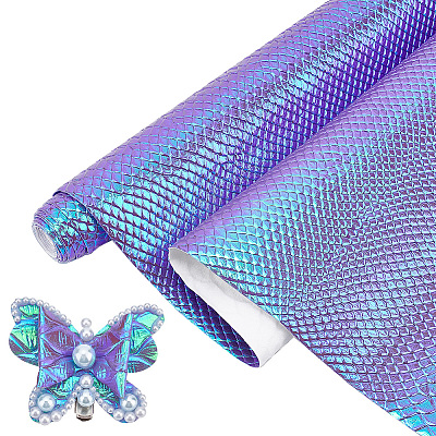 Fish-scale Pattern Laser PU Imitation Leather Fabric FIND-WH0110-262B-1