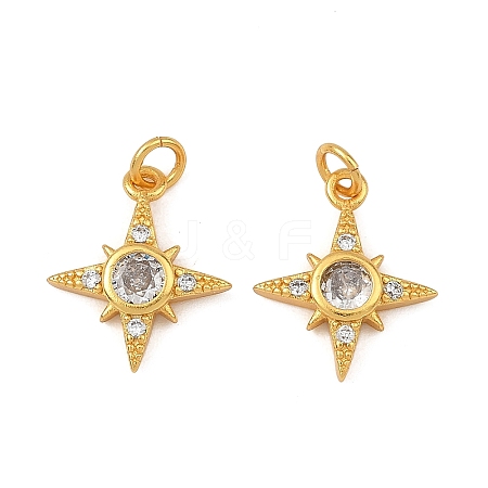 Brass Micro Pave Clear Cubic Zirconia Charms KK-F941-40B-G-1