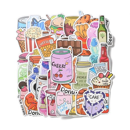 50Pcs Food PVC Self Adhesive Stickers STIC-P014-08-1