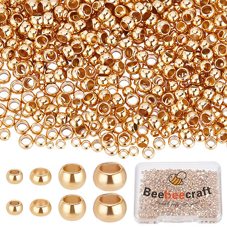 Beebeecraft 800Pcs 4 Styles 304 Stainless Steel Spacer Beads STAS-BBC0001-37G-1