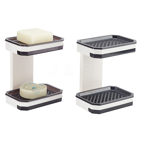 AHADERMAKER 2 Sets 2 Colors 2-Tier Plastic Soap Dishes AJEW-GA0005-75-1