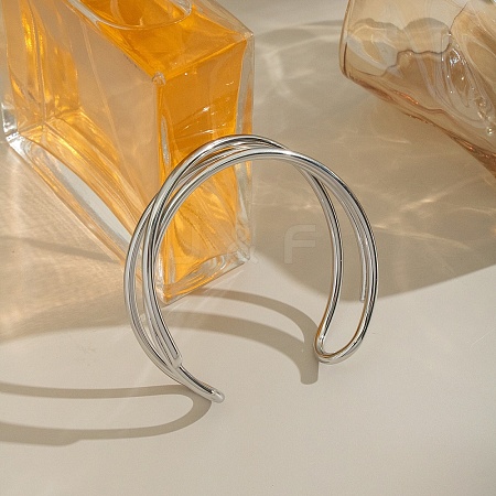 Minimalist 304 Stainless Steel Open Cuff Bracelets for Women LS-VX8424-2-1