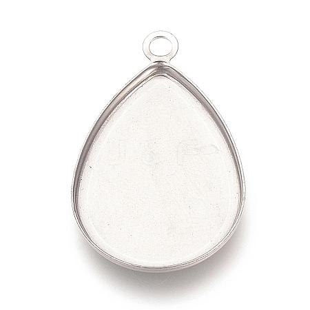 201 Stainless Steel Pendant Cabochon Settings STAS-S057-34-1