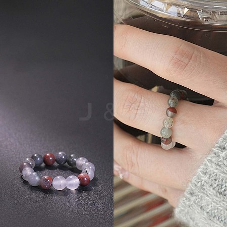 Natural Gemstone Stretchy Finger Rings FS-WG01730-05-1