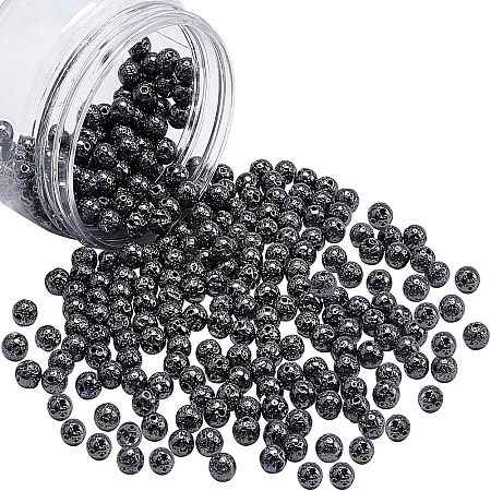 Electroplated Natural Lava Rock Beads G-NB0001-91A-1