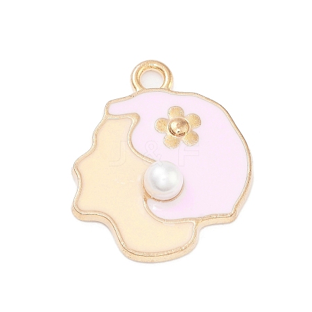 Light Gold Plated Alloy Enamel Pendants ENAM-M219-15KCG-01-1