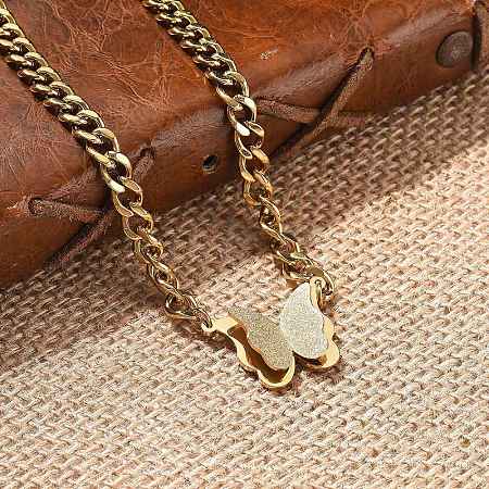 304 Stainless Steel Butterfly Pendant Twisted Chain Necklaces NJEW-U023-06G-1