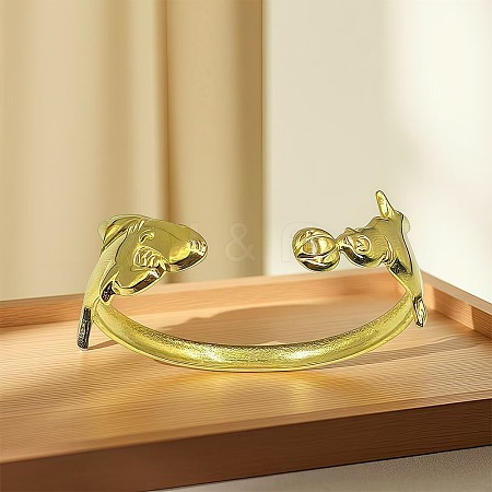 Marine 304 Stainless Steel Cuff Bangles for Women LS-BJEW-Z147-01G-05-1
